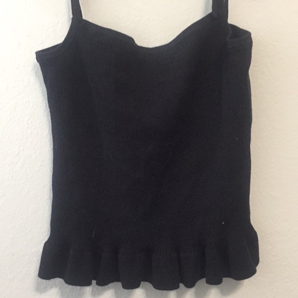 Express Tie Strap Ruffle Trim Ribbed Tank Top - Picture 4 of 7